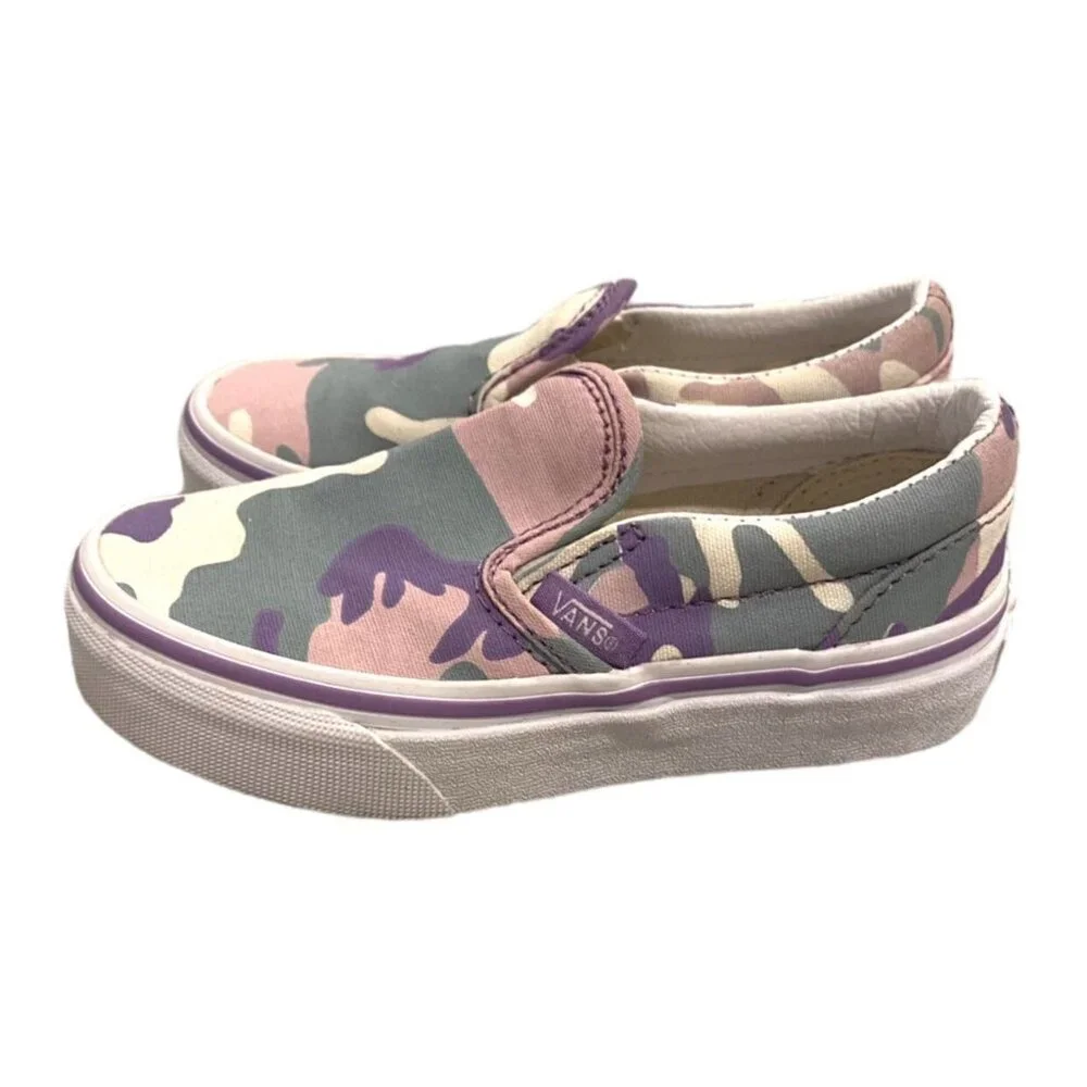 Vans Sz 10.5 Pink & Purple Camouflage Slip-On Sneakers